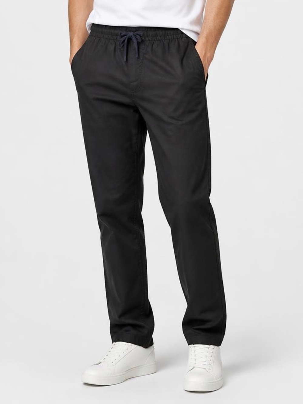 Tommy Hilfiger Mens Black Tie Elastic Waist Cotton Leisure Pants Sz M